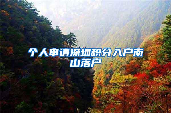 个人申请深圳积分入户南山落户