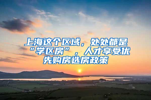 上海这个区域，处处都是“学区房”，人才享受优先购房选房政策