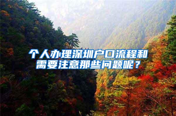 个人办理深圳户口流程和需要注意那些问题呢？