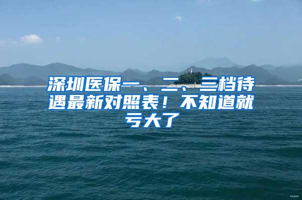 深圳医保一、二、三档待遇最新对照表！不知道就亏大了