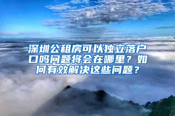 深圳公租房可以独立落户口吗问题将会在哪里？如何有效解决这些问题？