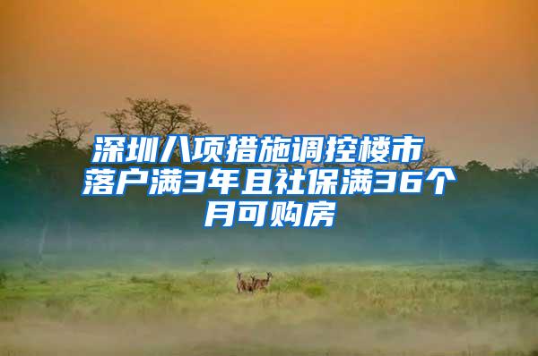 深圳八项措施调控楼市 落户满3年且社保满36个月可购房