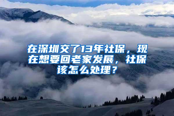 在深圳交了13年社保，现在想要回老家发展，社保该怎么处理？