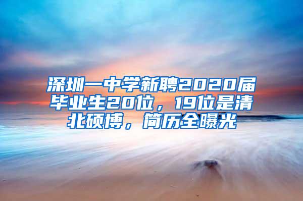深圳一中学新聘2020届毕业生20位，19位是清北硕博，简历全曝光
