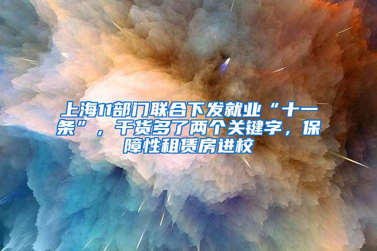 上海11部门联合下发就业“十一条”，干货多了两个关键字，保障性租赁房进校
