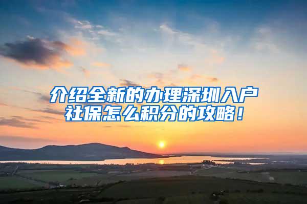 介绍全新的办理深圳入户社保怎么积分的攻略！