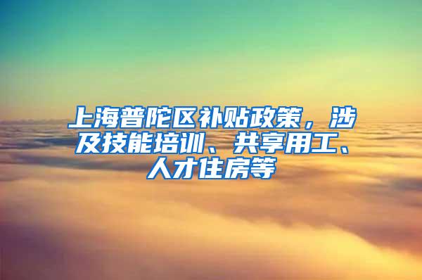 上海普陀区补贴政策，涉及技能培训、共享用工、人才住房等