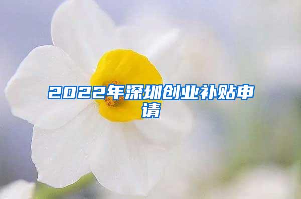 2022年深圳创业补贴申请