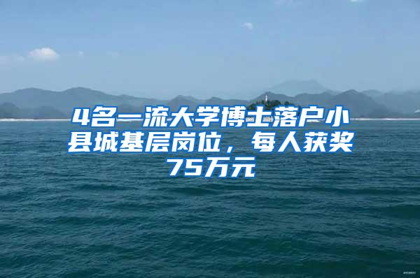 4名一流大学博士落户小县城基层岗位，每人获奖75万元