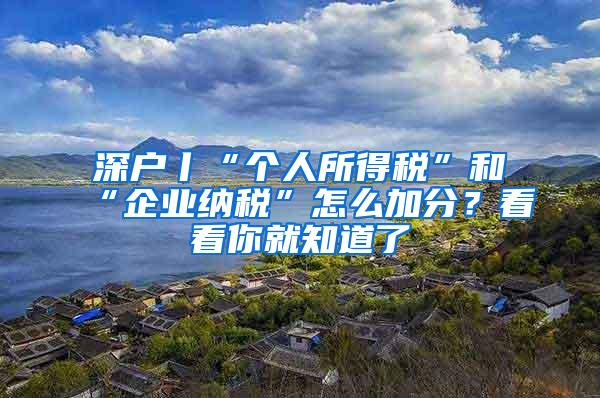 深户丨“个人所得税”和“企业纳税”怎么加分？看看你就知道了