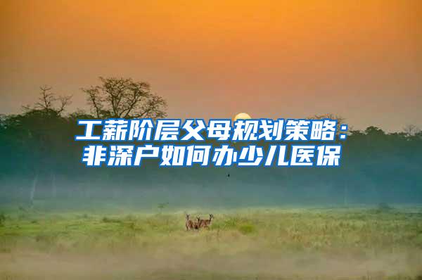 工薪阶层父母规划策略：非深户如何办少儿医保