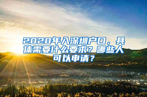 2020年入深圳户口，具体需要什么要求？哪些人可以申请？