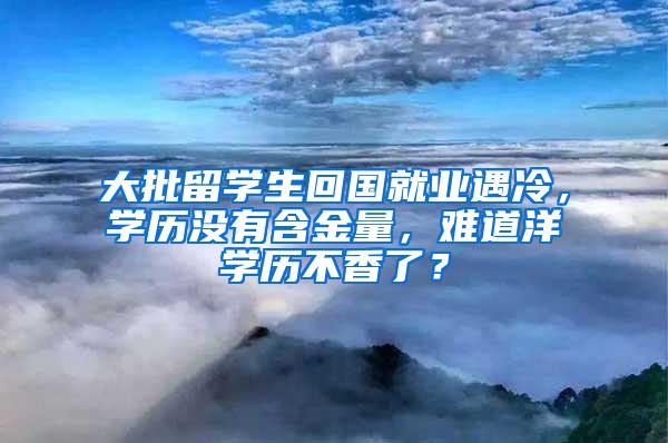 大批留学生回国就业遇冷，学历没有含金量，难道洋学历不香了？