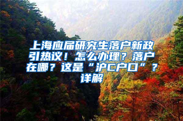 上海应届研究生落户新政引热议！怎么办理？落户在哪？这是“沪C户口”？详解→