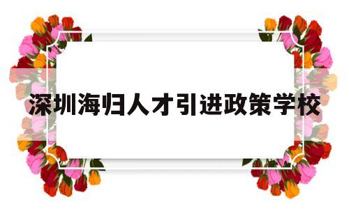 深圳海归人才引进政策学校(深圳海外高层次人才引进政策) 留学生入户深圳