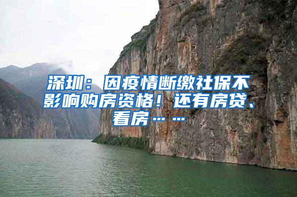 深圳：因疫情断缴社保不影响购房资格！还有房贷、看房……