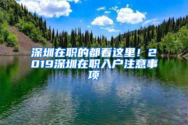 深圳在职的都看这里！2019深圳在职入户注意事项