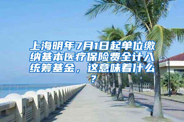 上海明年7月1日起单位缴纳基本医疗保险费全计入统筹基金，这意味着什么？