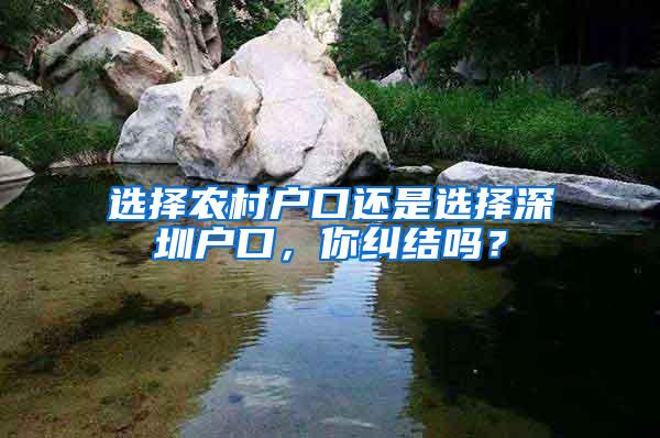 选择农村户口还是选择深圳户口，你纠结吗？