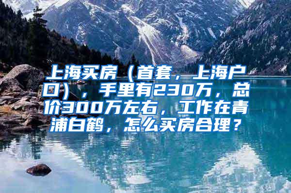 上海买房（首套，上海户口），手里有230万，总价300万左右，工作在青浦白鹤，怎么买房合理？