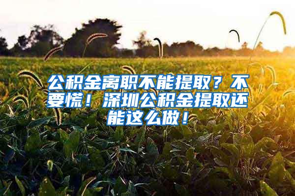 公积金离职不能提取？不要慌！深圳公积金提取还能这么做！