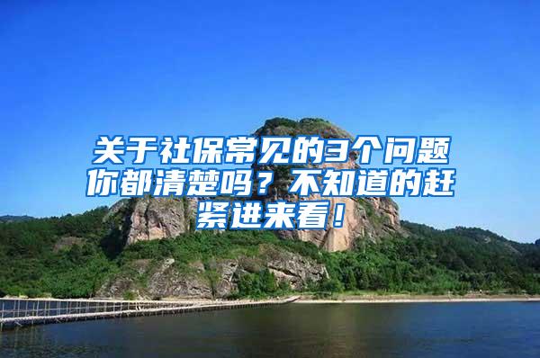 关于社保常见的3个问题你都清楚吗？不知道的赶紧进来看！