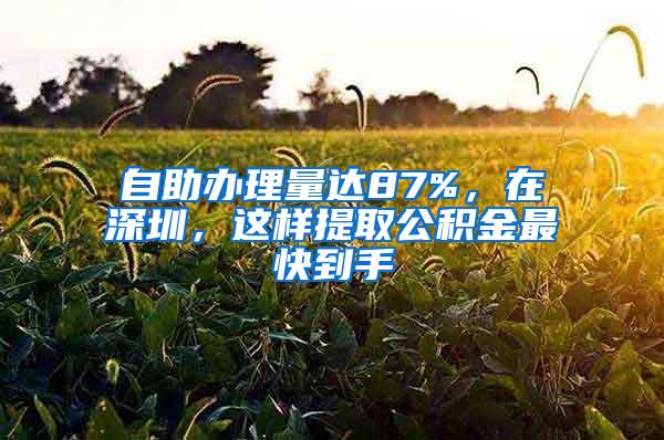 自助办理量达87%，在深圳，这样提取公积金最快到手