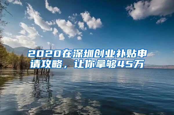 2020在深圳创业补贴申请攻略，让你拿够45万