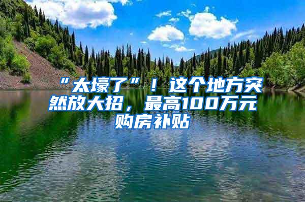 “太壕了”！这个地方突然放大招，最高100万元购房补贴