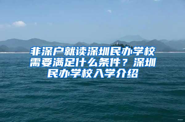 非深户就读深圳民办学校需要满足什么条件？深圳民办学校入学介绍