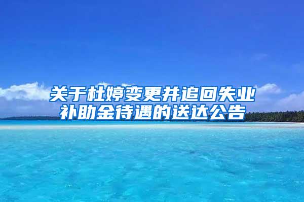 关于杜婷变更并追回失业补助金待遇的送达公告