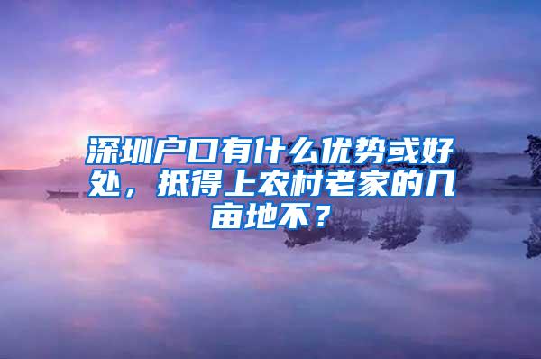 深圳户口有什么优势或好处，抵得上农村老家的几亩地不？