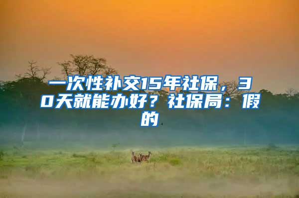 一次性补交15年社保，30天就能办好？社保局：假的