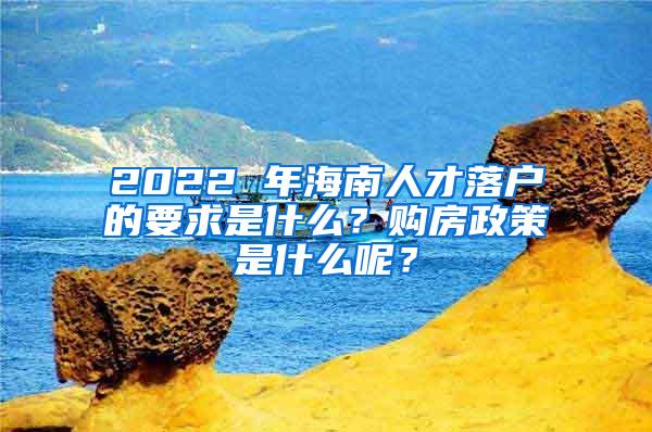 2022 年海南人才落户的要求是什么？购房政策是什么呢？