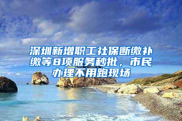 深圳新增职工社保断缴补缴等8项服务秒批，市民办理不用跑现场