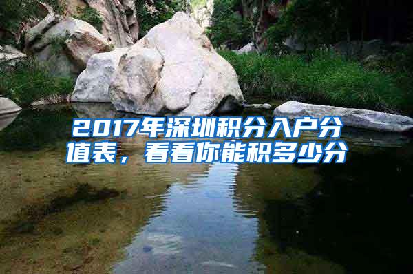 2017年深圳积分入户分值表，看看你能积多少分