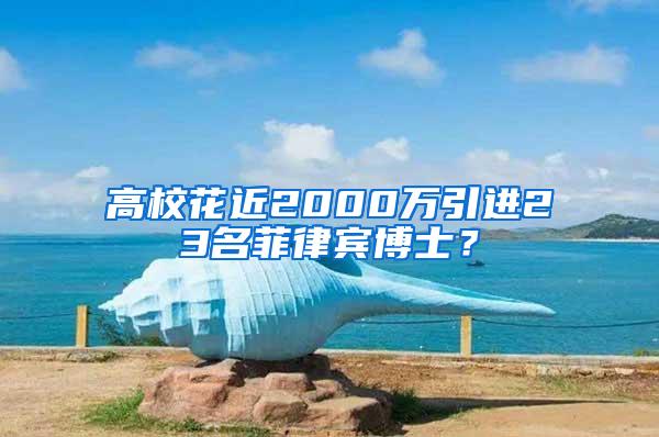 高校花近2000万引进23名菲律宾博士？