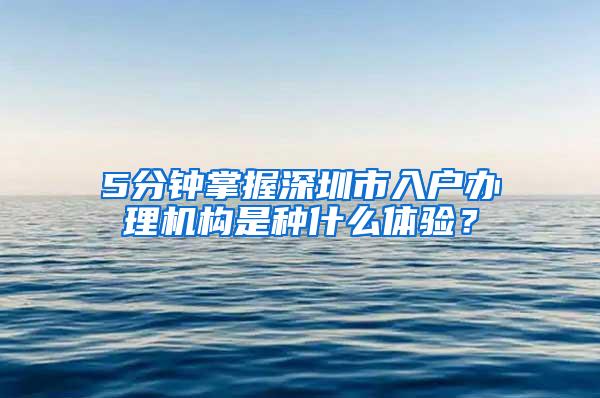 5分钟掌握深圳市入户办理机构是种什么体验？