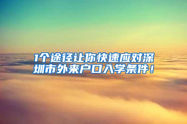 1个途径让你快速应对深圳市外来户口入学条件！