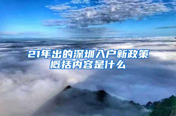 21年出的深圳入户新政策概括内容是什么