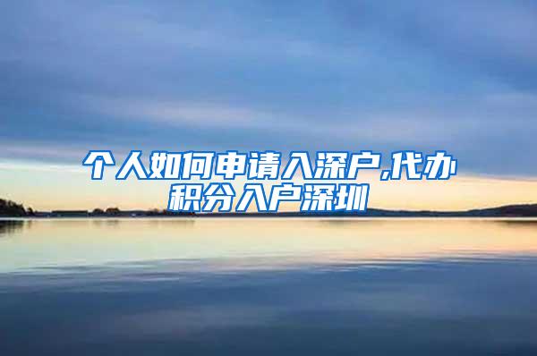 个人如何申请入深户,代办积分入户深圳