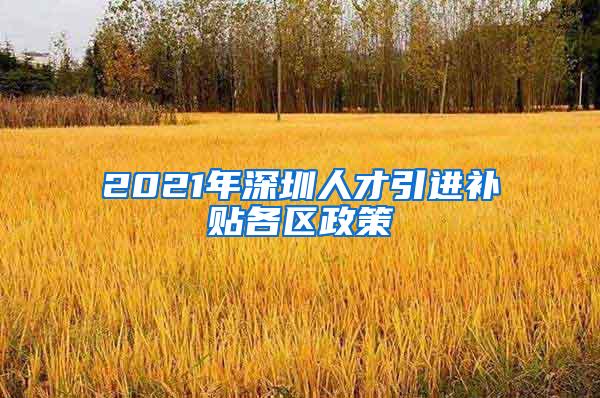 2021年深圳人才引进补贴各区政策