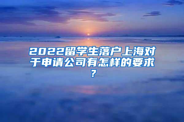 2022留学生落户上海对于申请公司有怎样的要求？