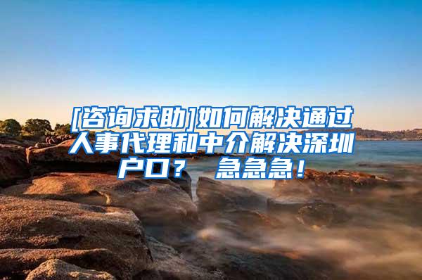 [咨询求助]如何解决通过人事代理和中介解决深圳户口？ 急急急！