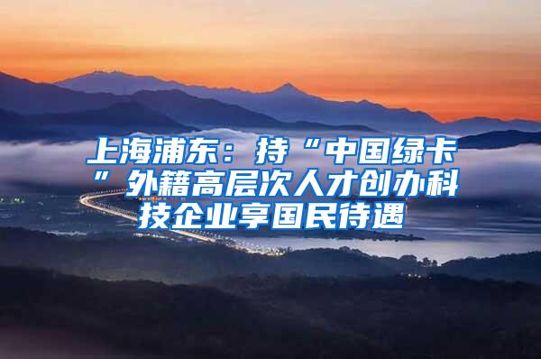上海浦东：持“中国绿卡”外籍高层次人才创办科技企业享国民待遇