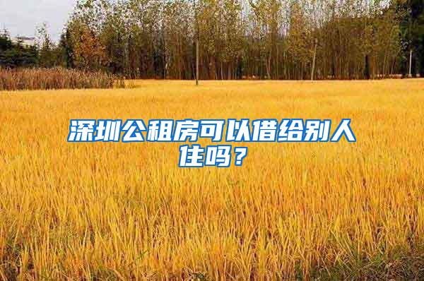 深圳公租房可以借给别人住吗？