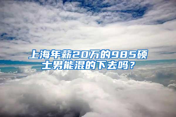 上海年薪20万的985硕士男能混的下去吗？