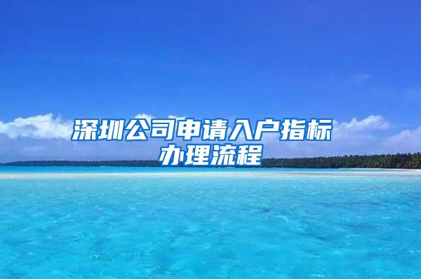 深圳公司申请入户指标 办理流程