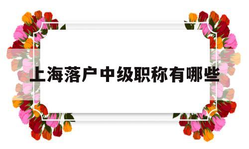 上海落户中级职称有哪些(上海落户中级职称有哪些研究生算吗) 深圳积分入户政策