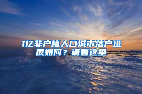 1亿非户籍人口城市落户进展如何？请看这里